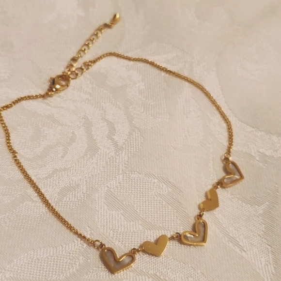 GOLD HEART ANKLE BRACELET - Picture 2 of 9